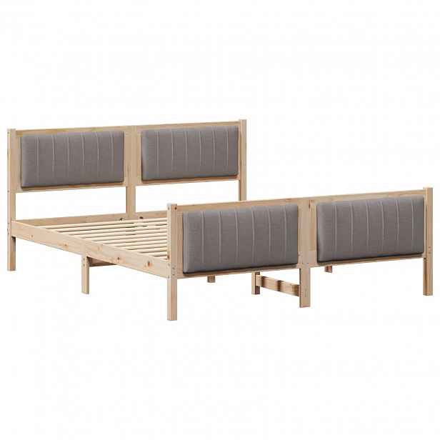 vidaXL Rám postele Hnědá a taupe 160 x 200 cm Masivní borovicové dřevo