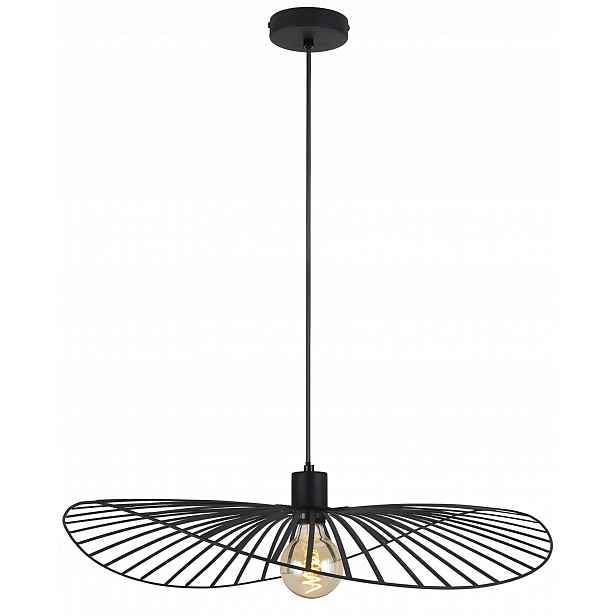 Závěsné Stropní Svítidlo Stínidlo 61 CM Černá Přírodní Materiály Loft E27