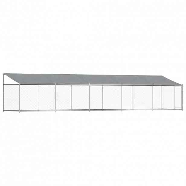 vidaXL Klec pro psy se střechou a dvířky šedá 10x2x2m pozinkovaná ocel