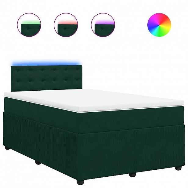 vidaXL Box spring postel s matrací tmavě zelená 120 x 200 cm samet