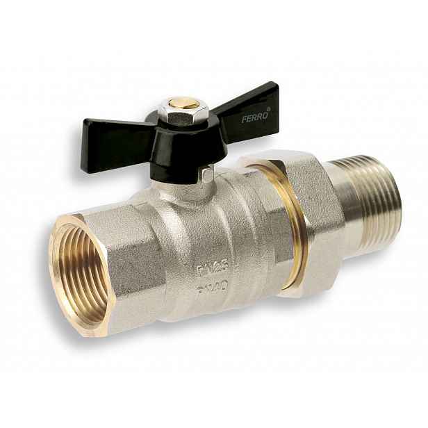Novaservis - Kulový kohout s motýlkem a šroubením ŠM 3/4" KSH2