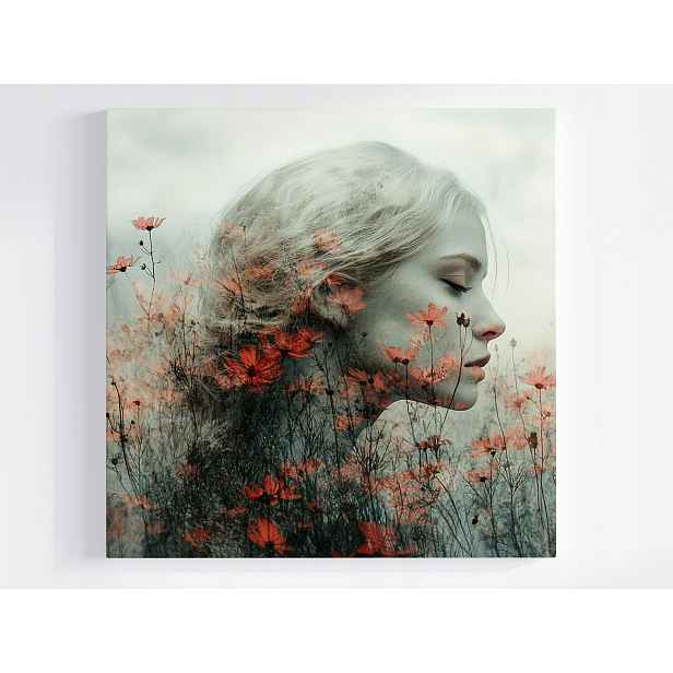 Obraz Na Plátně Canvas Portrét Žena Profil Polní Květiny Louka 50x50