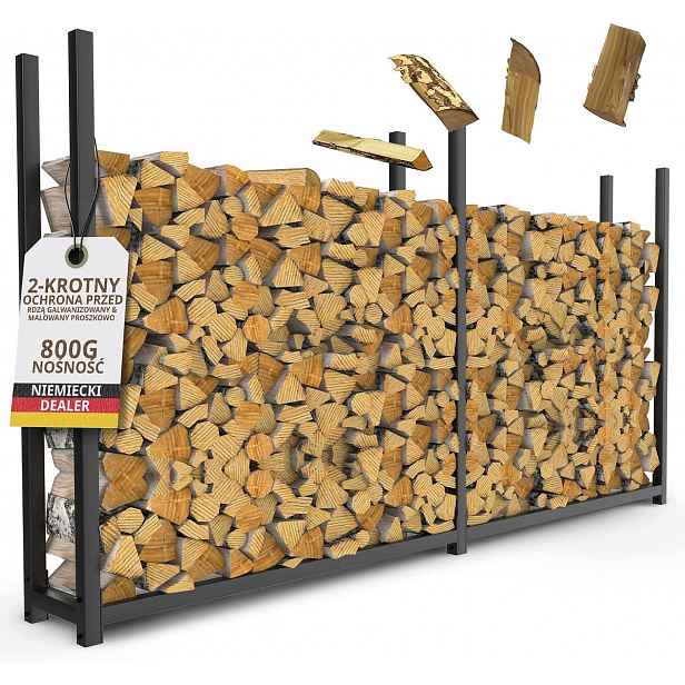 Stojan Na Krbové Dřevo 223 X 115 CM, Kovový, Venkovní Regál, 800 Kg