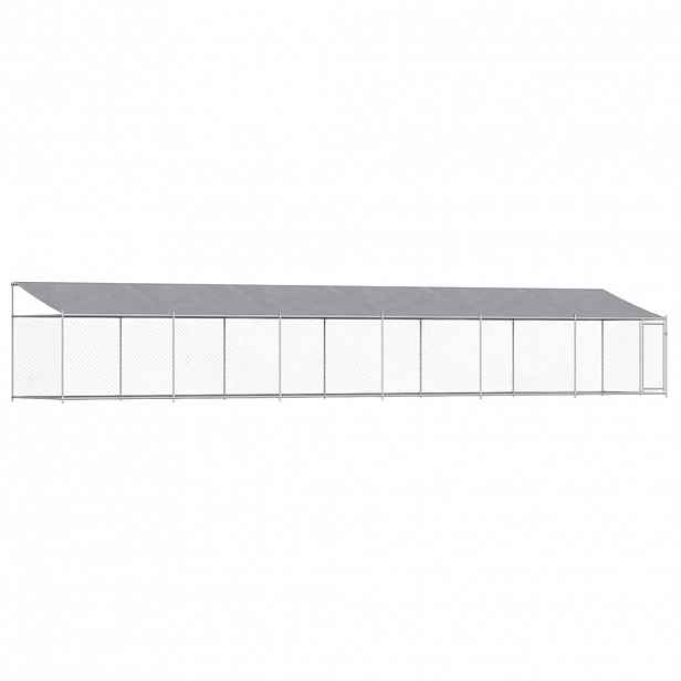 vidaXL Klec pro psy se střechou a dvířky šedá 12x2x2m pozinkovaná ocel