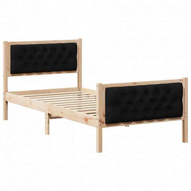 vidaXL Rám postele s čelo Černá 90 x 190 cm Masivní borové dřevo