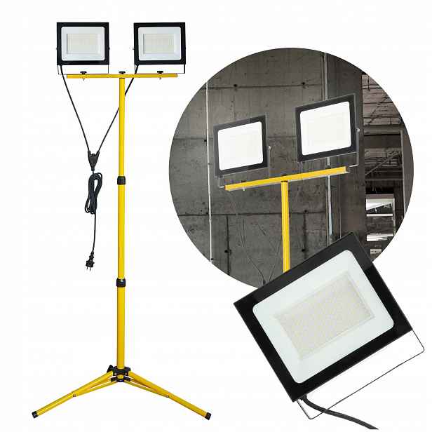 Set Halogen Led reflektor Stativ 2x100W stavební pracovní výkonný