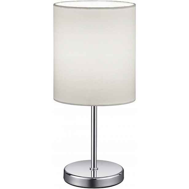 Stolní lampa z kovu a chromu, stínidlo z tkaniny bílá