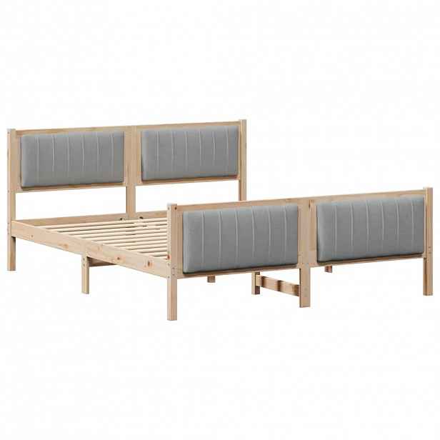 vidaXL Rám postele s čelo Hnědá a světlá šedá 150 x 200 cm