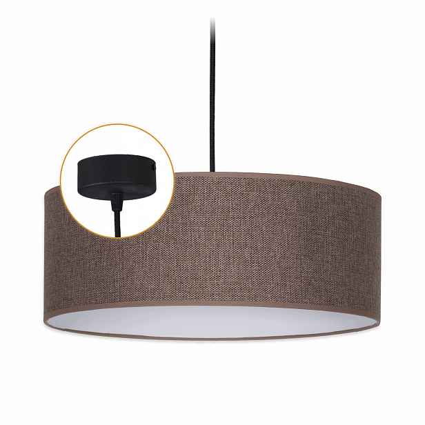 Závěsná Stropní Lampa Lustr Stínidlo Moderní Hnědý Len Led 40 cm