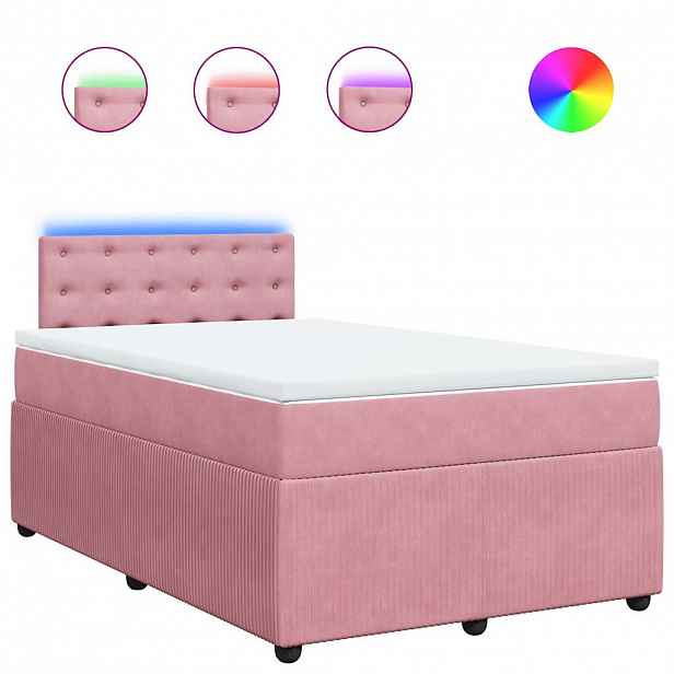 vidaXL Box spring postel s matrací růžová 120 x 200 cm samet