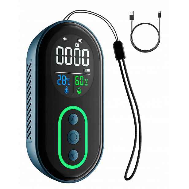 Detektor oxidu uhelnatého a teploty vlhkosti 3v1 s alarmem Usb DS-399
