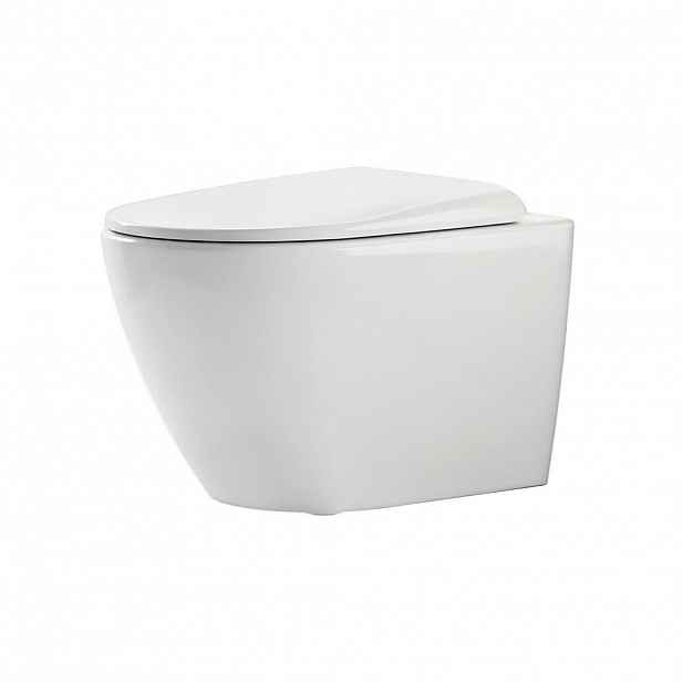 EMKE TOALETA na stěnu bez splachovacího okraje CT02 49/37 cm Bílý lesklý