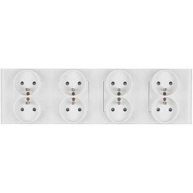 Kontakt Elektrická Zásuvka Se Skleněným Kolíkem FI60 Čtyřnásobná 4x2 Bílá