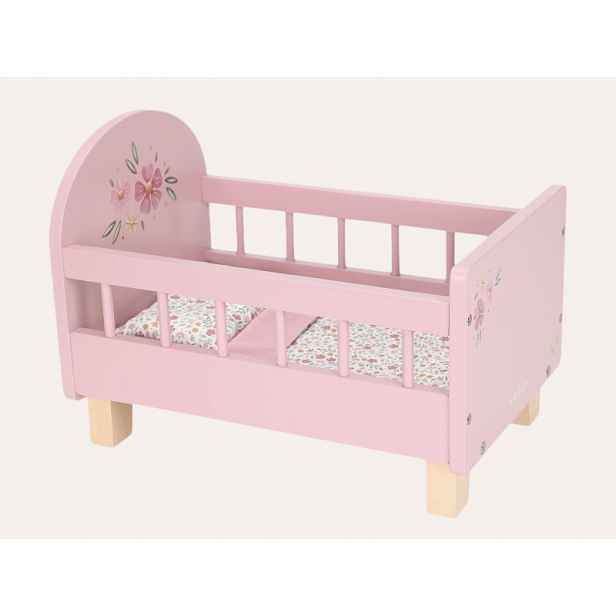 Little Dutch Postýlka pro panenky dřevěná s peřinkou Pink