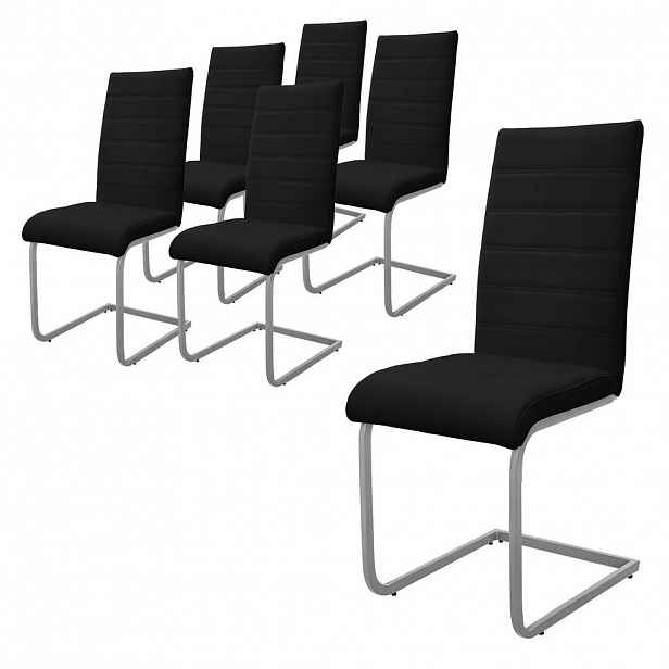 ML-DESIGN SADA 6 křesel na kloubové noze, černá umělá kůže