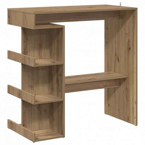vidaXL Barový stůl s úložným regálem šedý dub artisan 100x48x101,5 cm