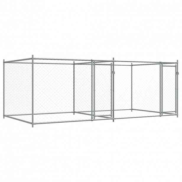vidaXL Klec pro psy s dvířky šedá 4 x 2 x 1,5 m pozinkovaná ocel