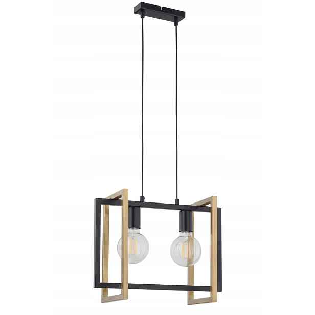 Dekorativní geometrická závěsná lampa loft černá zlatá dvojitá Sigma