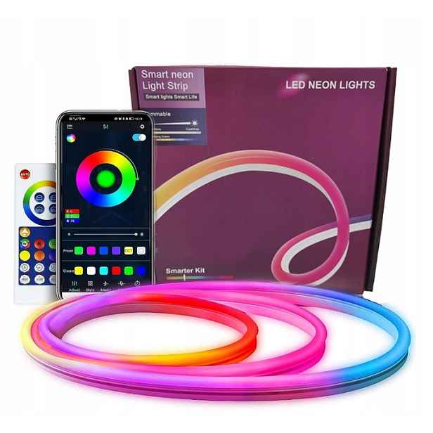 Led Pásek 5 M Barevný Pásek Neon Rgb-ic Sada Bluetooth Aplikace Dálkový Ovladač