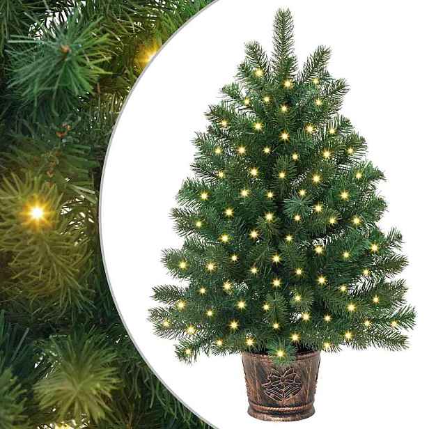 vidaXL Umělý vánoční stromeček s 150 LED diodami Zelená 75 cm PE a PVC