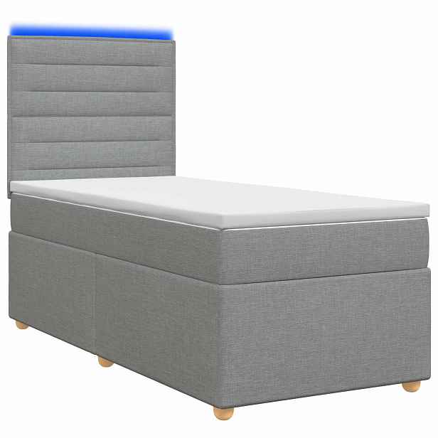 vidaXL Postel boxspring s matrací Světle šedá 90 x 190 cm Textil