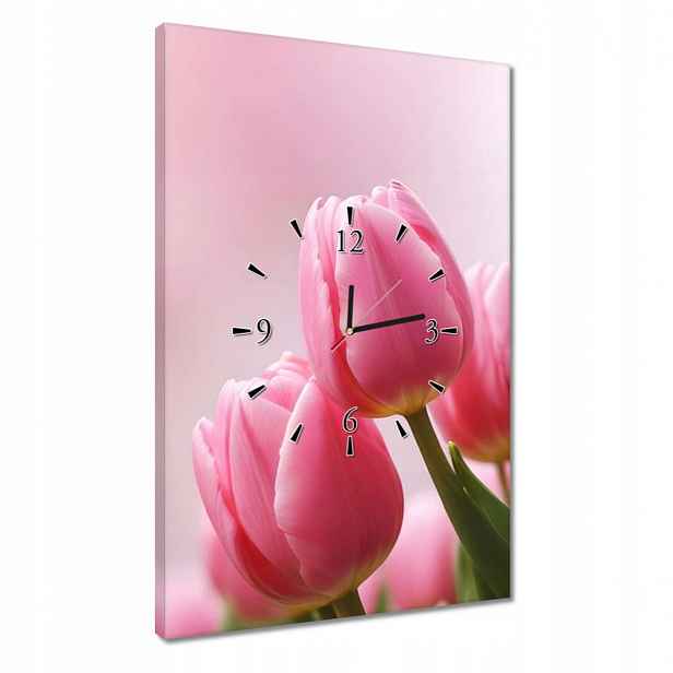 Hodiny 40x60 Růžové tulipány