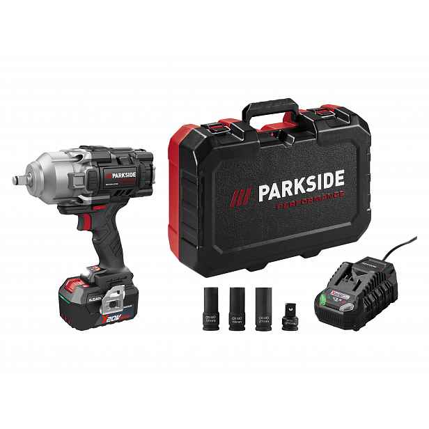 Parkside Performance® Sada s aku rázovým utahovákem 1/2″ Passp 20-Li C4, 4 Ah