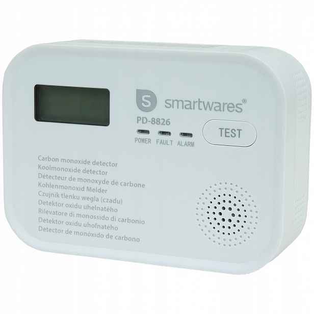 Snímač oxidu uhelnatého Smartwares zvukový alarm LCD 10 let Gw bílý PD-8826