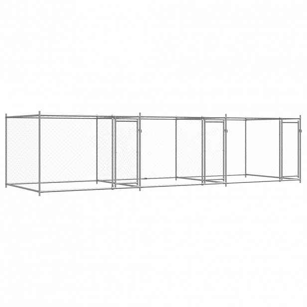 vidaXL Klec pro psy s dvířky šedá 6 x 2 x 1,5 m pozinkovaná ocel