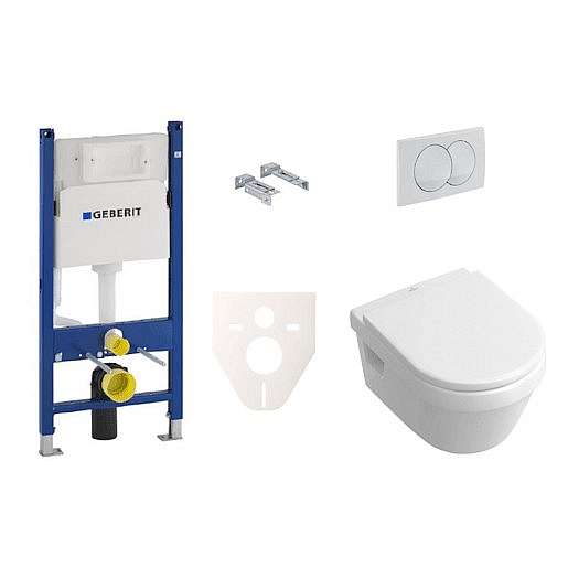 Závěsný set WC Omnia Architectura Villeroy&Boch + modul Geberit Duofix s tlačítkem Delta 20 bílé SIKOGES5B0