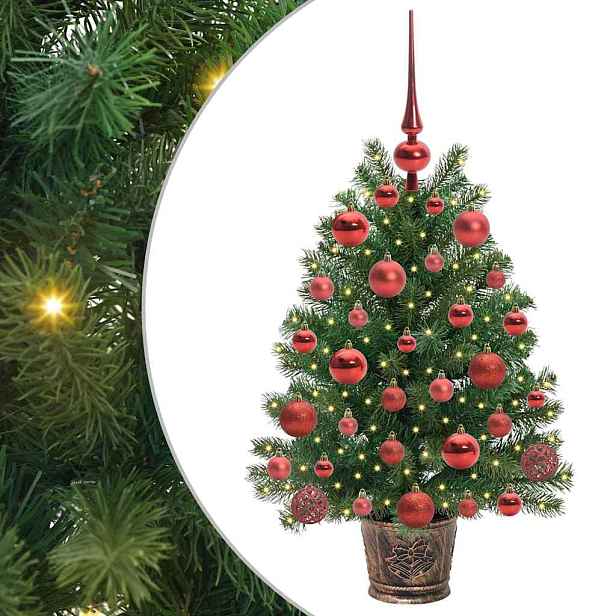 vidaXL Umělý vánoční stromeček s 150 LED diodami Zelená 75 cm PE a PVC