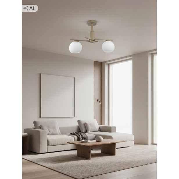 Stropní Svítidlo Lustr Hugo 2D Kašmír Klosz Bílá Kulička E27 Led Béžová