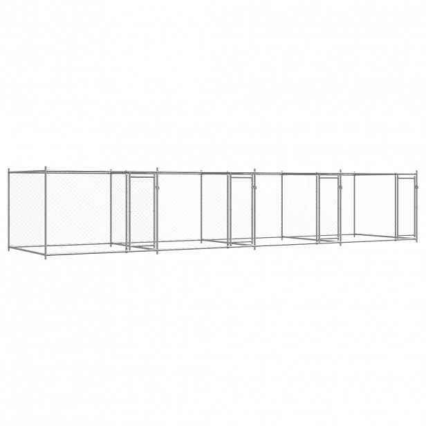 vidaXL Klec pro psy s dvířky šedá 8 x 2 x 1,5 m pozinkovaná ocel