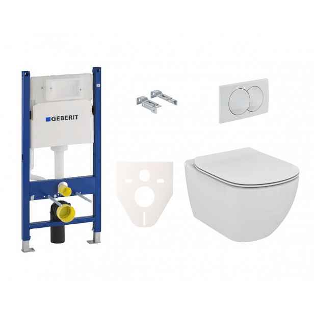 Závěsný set WC TESI Ideal Standard + modul Geberit Duofix s tlačítkem Delta 20 bílé SIKOGES5F0