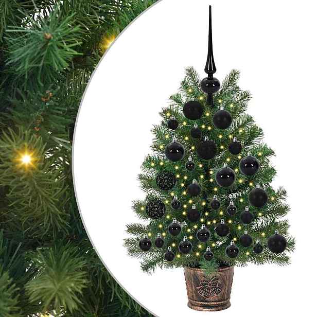 vidaXL Umělý vánoční stromeček s 150 LED diodami Zelená 75 cm PE a PVC