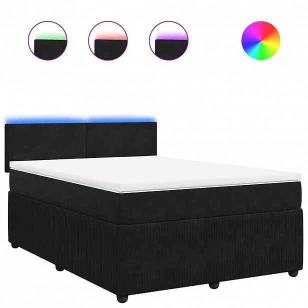 vidaXL Box spring postel s matrací černá 140 x 190 cm samet