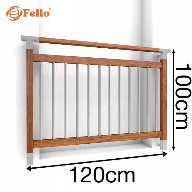 Modern Francouzský balkon 120 cm Zábradlí Dřevo