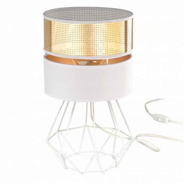 Noční Lampa Stolní Diamantová Stínidlo S Dírkami Zlatá E27 Led Bílá Ažurová