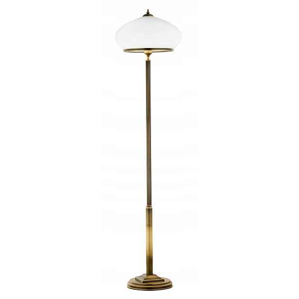 Podlahová lampa Zeus Patina Bílá Skleněná Stínidlo 2xE27 170 cm Stojací lampa