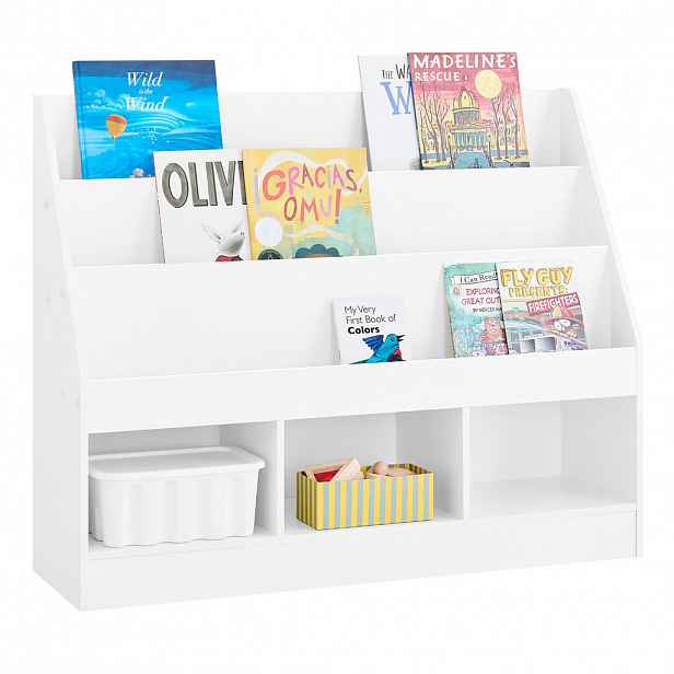 SoBuy DĚTSKÁ KNIHOVNA se 3 policemi Bílá 100x30x80cm Minimalistický