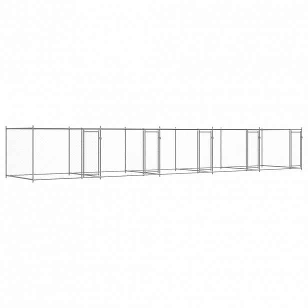 vidaXL Klec pro psy s dvířky šedá 10 x 2 x 1,5 m pozinkovaná ocel