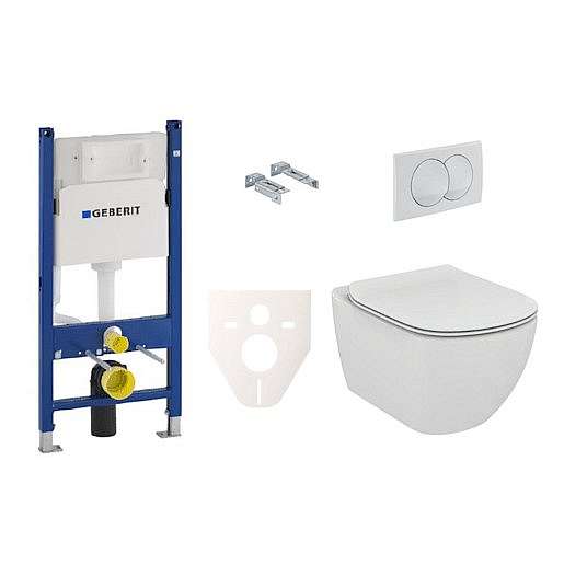 Závěsný set WC TESI Ideal Standard + modul Geberit Duofix s tlačítkem Delta 20 bílé SIKOGES5F0
