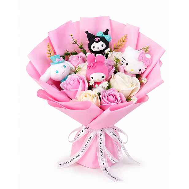 Kytice Hello Kitty s plyšovými květy – jedinečný dárek pro každou příležitost