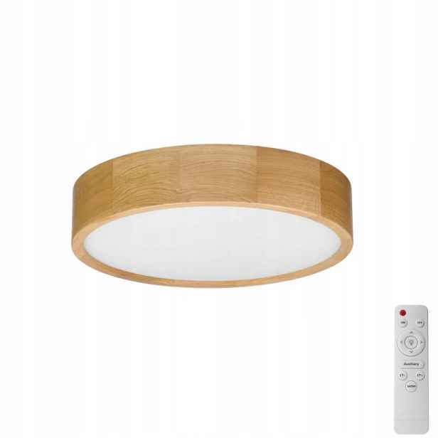 Stropní Svítidlo Stropní Svítidlo Led Dřevo Závěsný Lustr Kulatý Dub S Dálkový Ovladač 40 CM