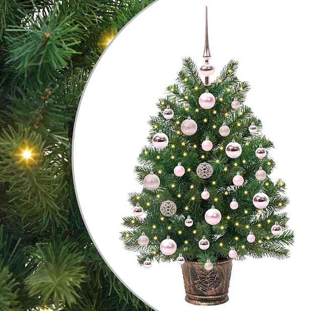 vidaXL Umělý vánoční stromeček s 150 LED diodami Zelená 75 cm PE a PVC