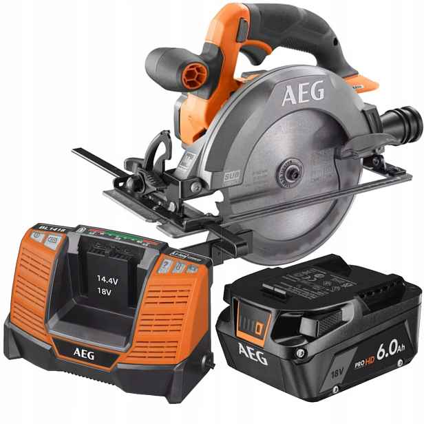 Aeg Subkompaktní bezkartáčová pila 18V nabíječka BL1418 Akumulátor 6.0 Ah