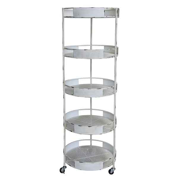 Béžový antik kovový regál na kolečkách s podnosy Fil de Fer - 53*157 cm Chic Antique