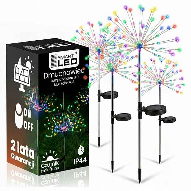 Solární Zahradní Lampa Led Rgb IP44 Vodotěsný senzor soumraku