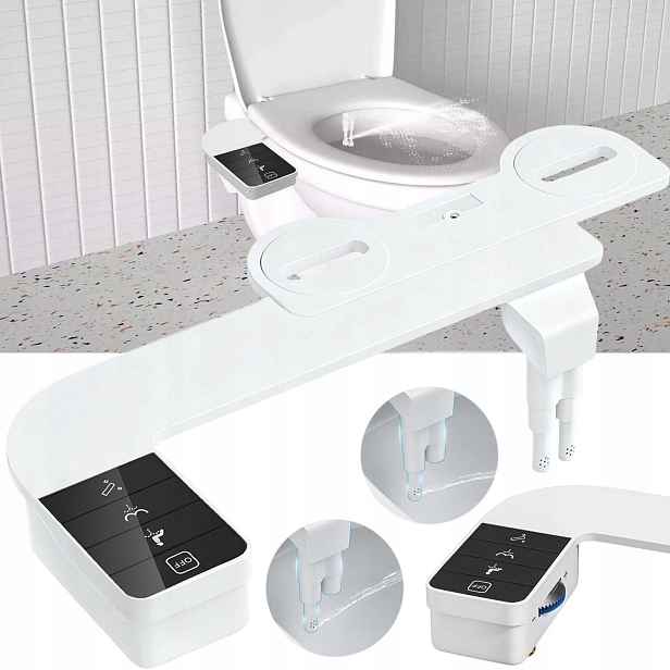 Bidet Na Wc, Mycí Nástavec Na Bidet, Dvojitá Tryska, Sada Bílá