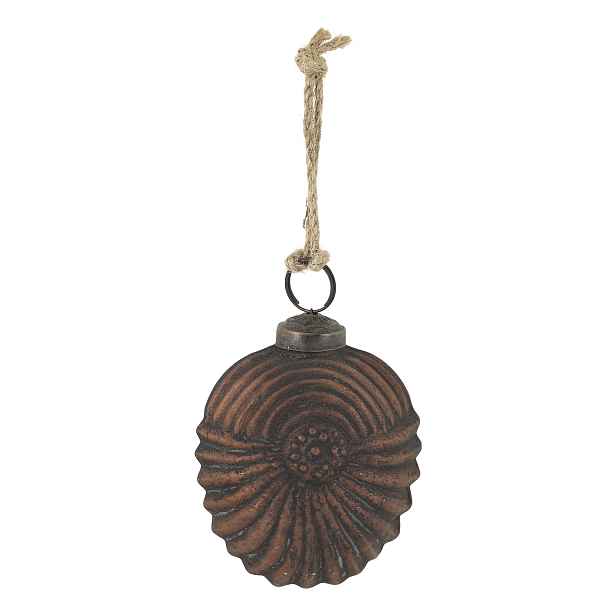 Mocca antik vánoční skleněná baňka se vzorem – Ø 7 cm Chic Antique